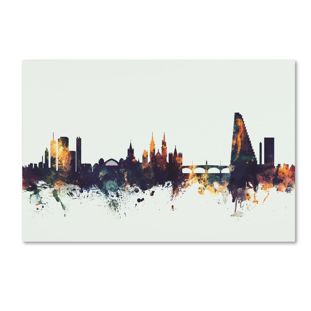 Basel Switzerland Skyline V by Michael Tompsett, 12x19-Inch Canvas Wall Art