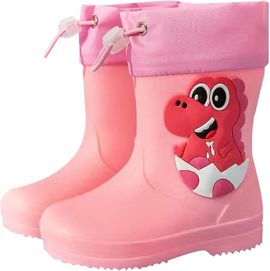 LOIJMK Bottes de pluie légères et imperméables pour enfants avec lacets décoratifs