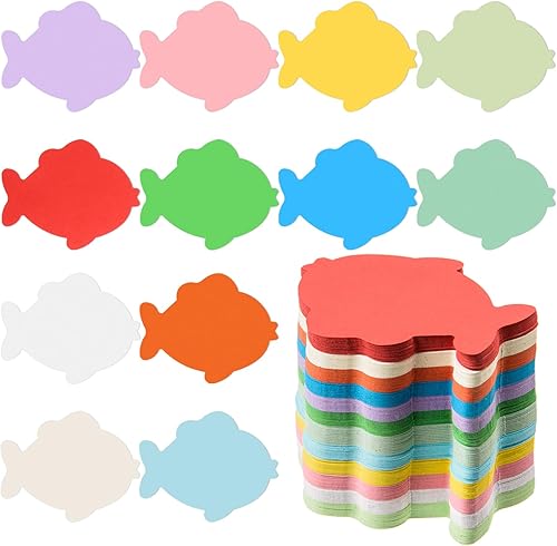 MixTeach 360 tarjetas con forma de pez de colores surtidos, troquelados de peces de 4 pulgadas, decoraciones de tablón de anuncios para decoración