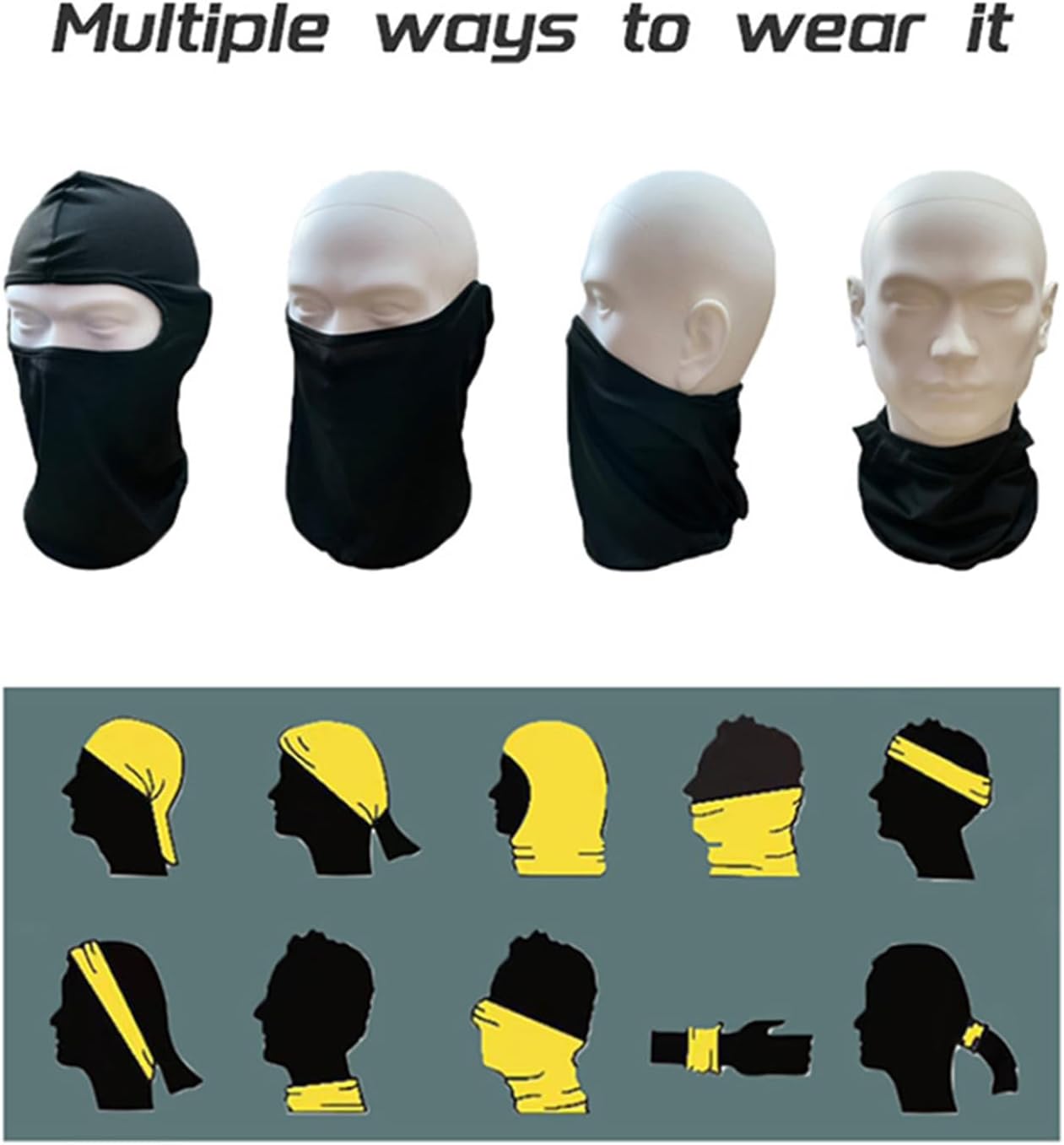 3 Pieces Balaclava Face Mask Outdoor Cycling Headgear Motorcycle Face Masks for Men and Women (Black) - Image 4