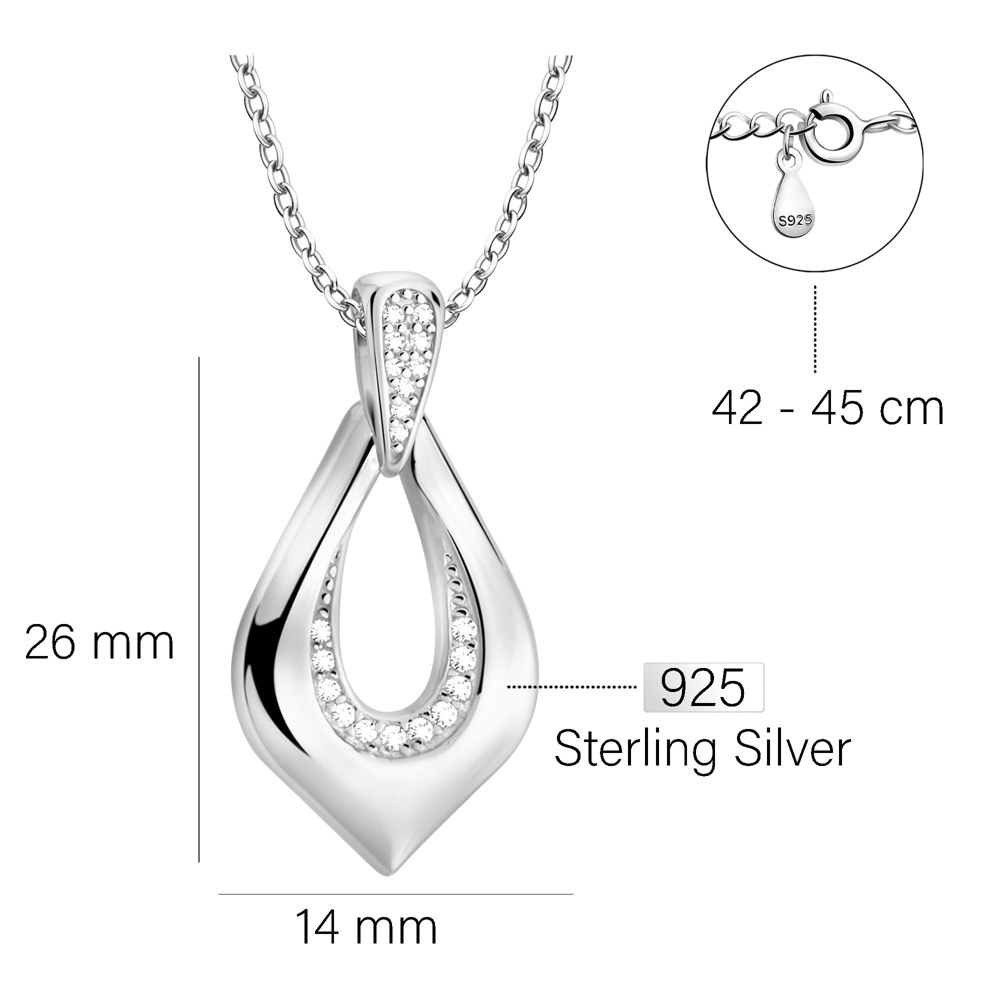Sofia Milani - Collana da Donna in Argento 925 - con Pietra Zircone - Ciondolo ad Ovale