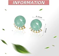 Vista 14 de Jade Earrings Studs,Green Jade Earrings for Women,925 Sterling Silver Earrings Studs for Sensitive Ears,Handmade Jade Earrings for Birthday