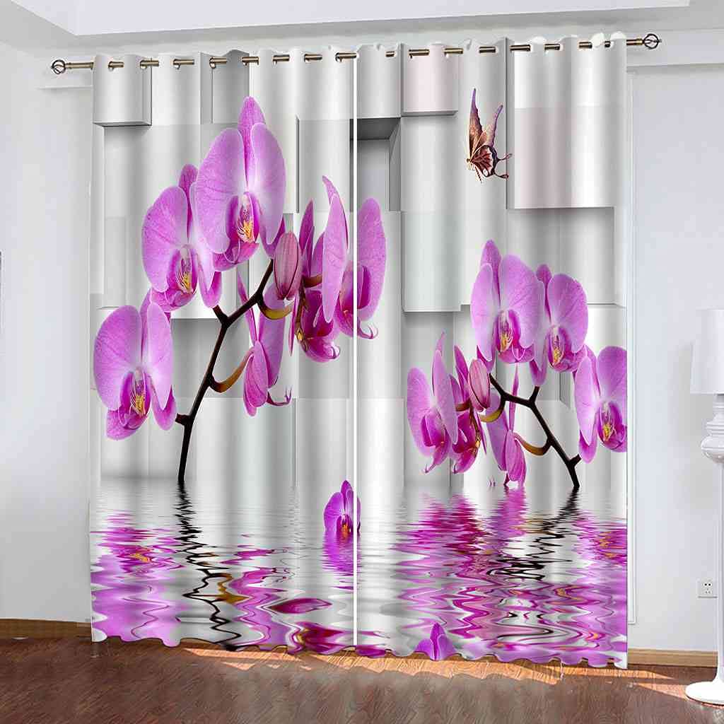 Rideaux occultants 3D fleurs violettes et papillon pour sublimer la chambre d'enfant