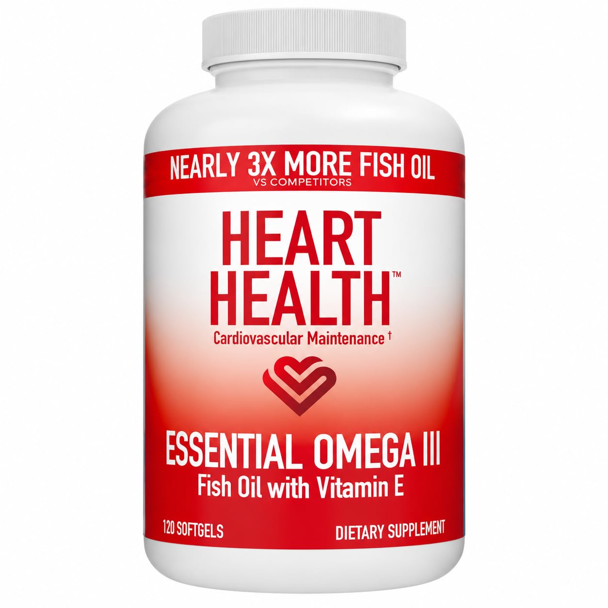 Heart Health Essential Omega III Fish Oil with Vitamin E, 60 Softgels