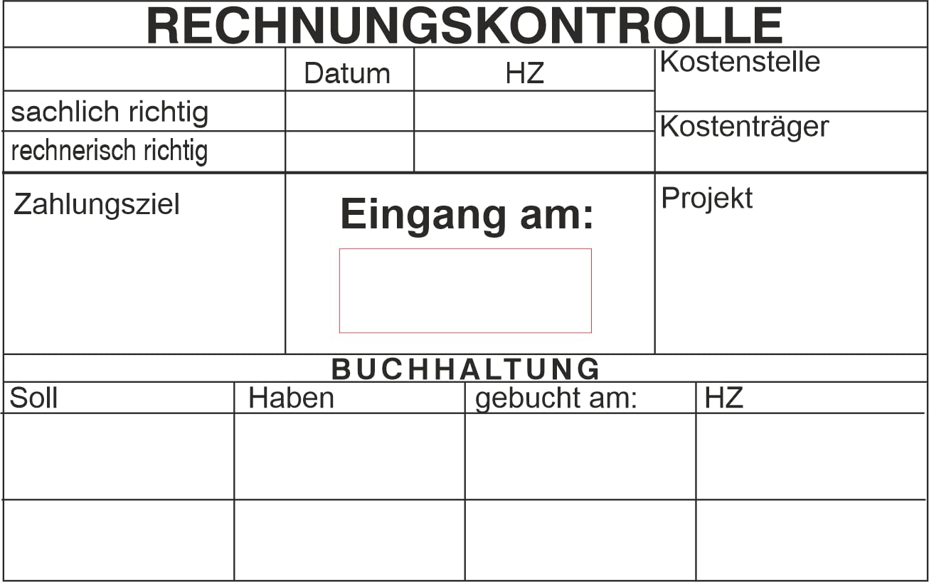 Kontierungsstempel/Rechnungsprüfung - mit trodat Professional Datumstempel 54120 – Custom- 116x70 mm) in verschiedenen Ausführungen, Büro, Buchungsstempel, Firmenstempel