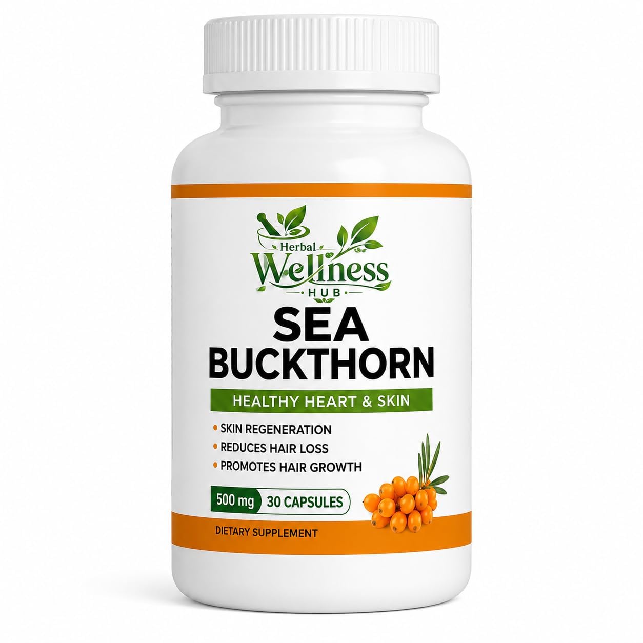 Sea Buckthorn Capsules 500mg | Healthy Heart & Skin Support | Dietary Supplement | 30 Capsules-image-13