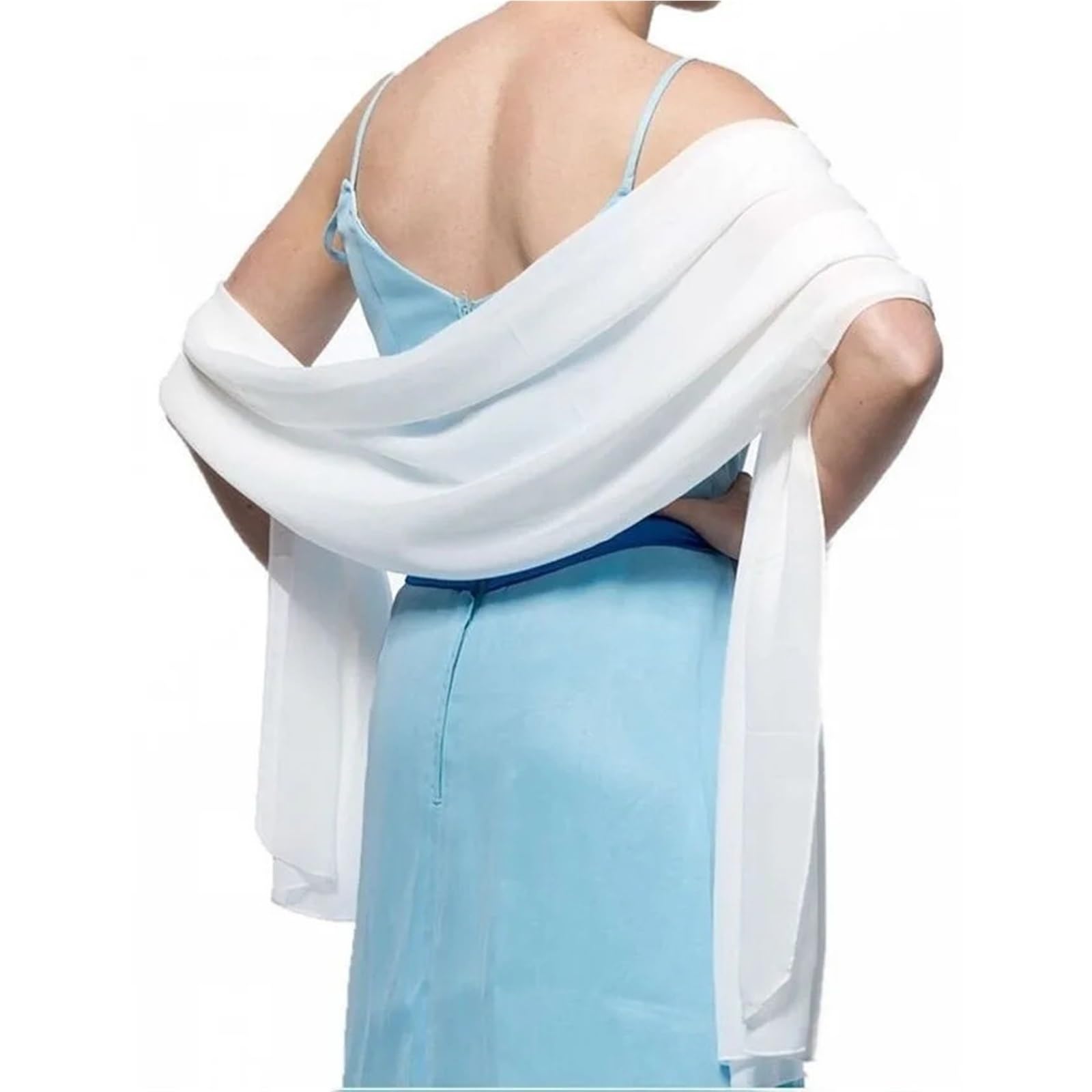 HEUchuan Wedding Dress Shawl Solid Chiffon Wedding Bridal Shawl Wrap Cape Bolero Scarf Cloak Women Accessories(WHITE)