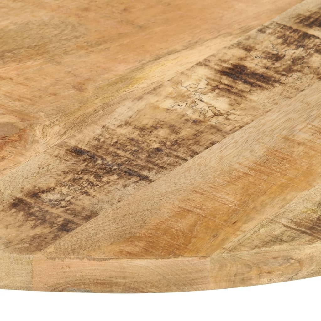 Générique Tischplatte aus massivem Mangoholz, rund, 60 cm, Dicke 25 – 27 mm, raue Oberfläche, industriell, für Restaurant, Café oder Hotel, leicht zu reinigen mit einem feuchten Tuch