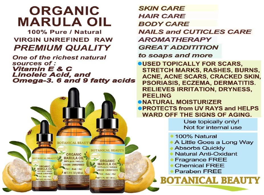 Miniatura 6 de Aceite orgánico de marula, crecimiento salvaje, 100% puro, virgen, sin refinar, aceite portador prensado en frío, 1 onza líquida, 1.0 fl oz para