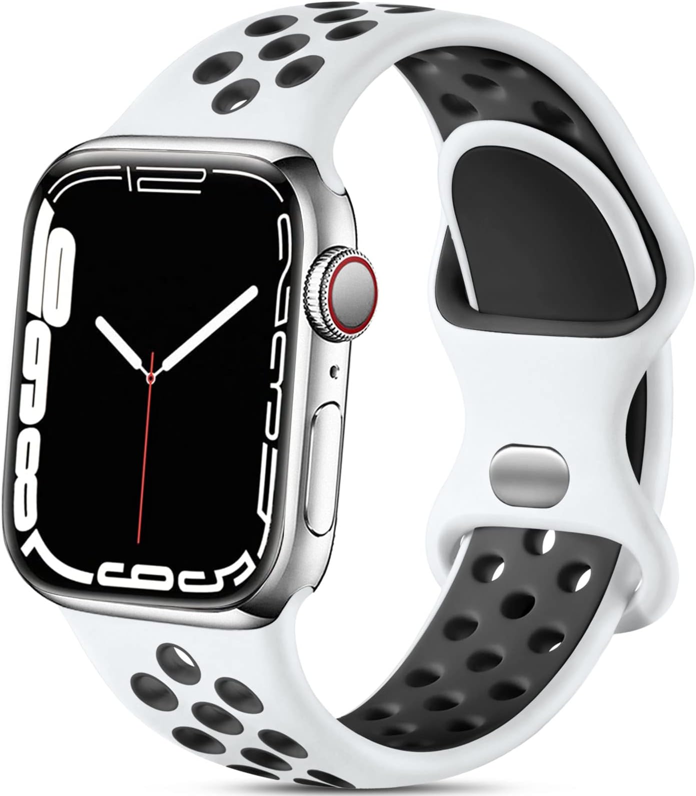 Compatible with Apple Watch Band 40mm Series 11 10 42mm 38mm 41mm Women Men, Soft Silicone Sport Replacement Breathable Strap Band for iWatch SE 3 2nd Gen Series 6 5 4 3 2 1 White/Black, S/M