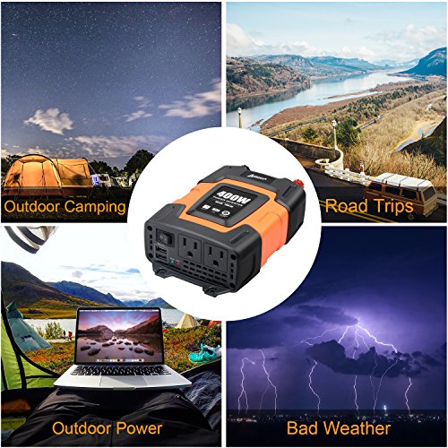 Ampeak 400W Power Inverter DC 12V to 110V AC Car Inverter with 3.1A Dual USB Converter