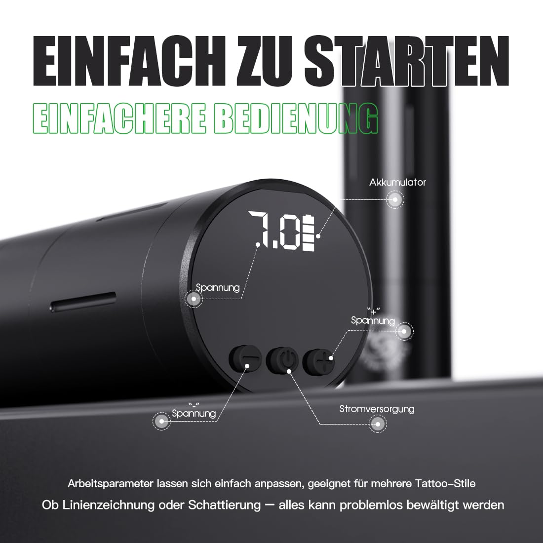 Dragonhawk A3 Tattoo Maschine Set, 1500mAh Akkus
