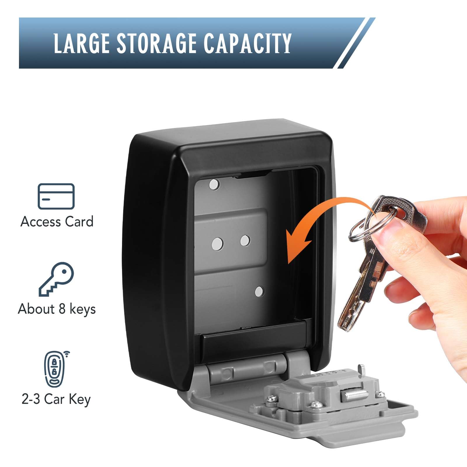 Vinabo Caja para Llaves, Caja de Seguridad para Llaves Exteriores con CóDigo de 4 DíGitos, C aja Seguridad Llaves de Pared Resistente al Agua y al óXido para Tarjetas (Gris)