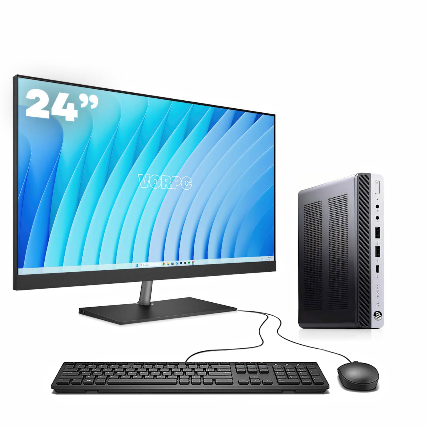 HP Mini PC 800 G4 / i5-​8500T / 16GB DDR4 512GB SSD Windows 11 con Monitor 24″ Teclado y ratón USB (Reacondicionado)
