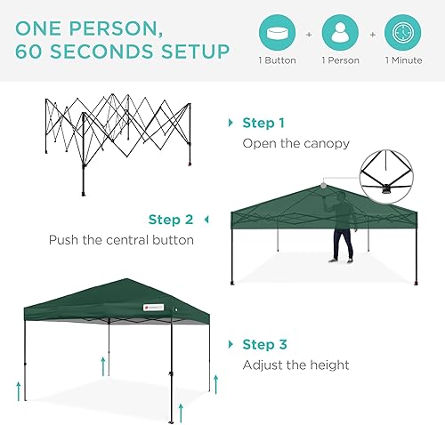 Miniatura 252 de Best Choice Products Carpa Toldo Desplegable de 10x10 pies para Instalación de 1 Persona, Refugio Portátil Instantáneo con Botón de 1 Toque