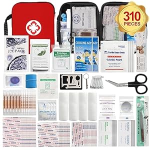 310PCS First Aid Kit for Car Emergency Supplies Mini Waterproof Compact Bag for Backpack, Camping Equipment Survival Kit for for Camping Boat Hunting Hiking Home Car Earthquake and Adventures