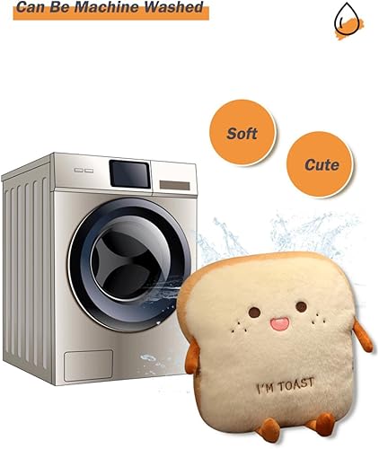 Miniatura 5 de Toast Bread - Almohada de felpa de pan, almohada de felpa de alimentos con bolsillo para las manos, gran opción de regalo para niños y adultos (15.7