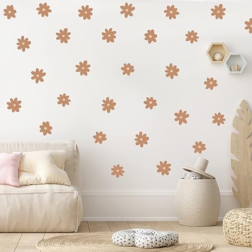 Miniatura 11 de iinuu Calcomanías de pared de flores de margaritas rosadas, calcomanías de vinilo retro floral para pared, decoración artística Groovy Y2K para 33