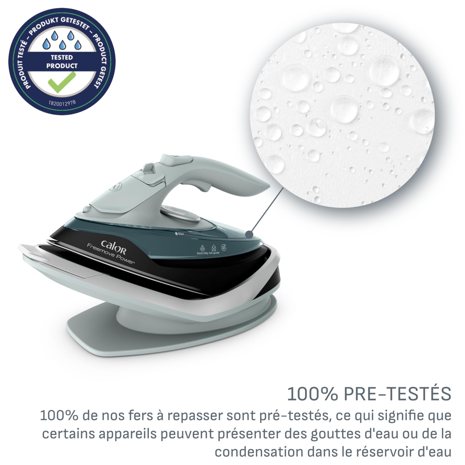 Calor Freemove Power Bezprzewodowe żelazko parowe, 2600 W, ciągły przepływ 40 g/min, prasowanie 220 g/min, wydajne, lekkie, FV6672C0