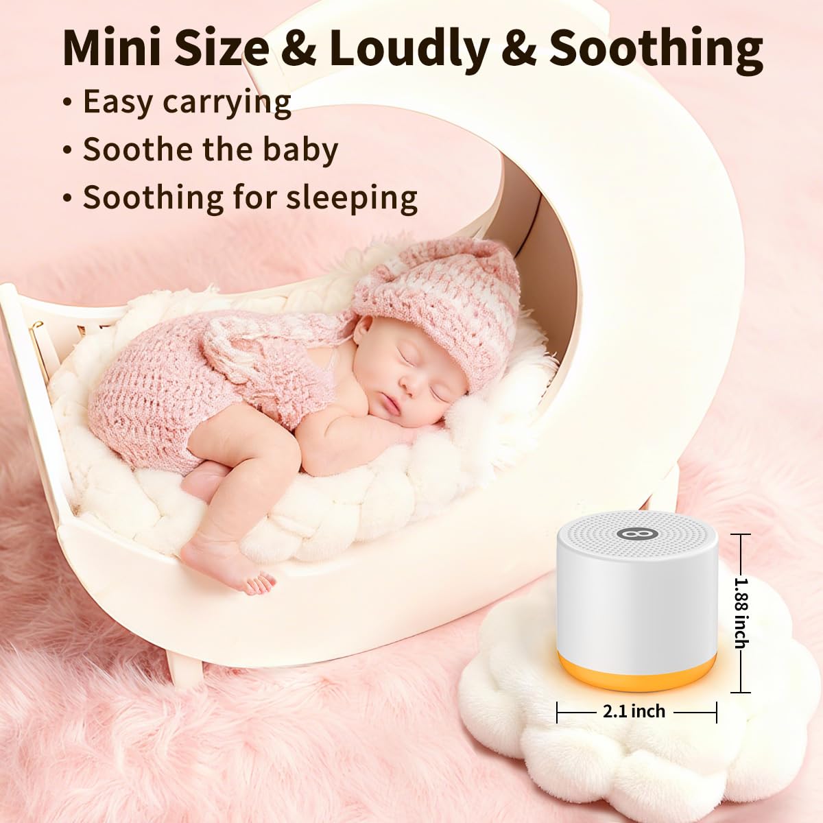 Tragbare weiße Rauschmaschine Mini-Soundmaschine mit Licht, 30 beruhigende Geräusche, wiederaufladbar für Erwachsene, Baby, Kinder, Schlaf, braunes Rauschen Maschine mit Memory-Funktion, 4 Timer für
