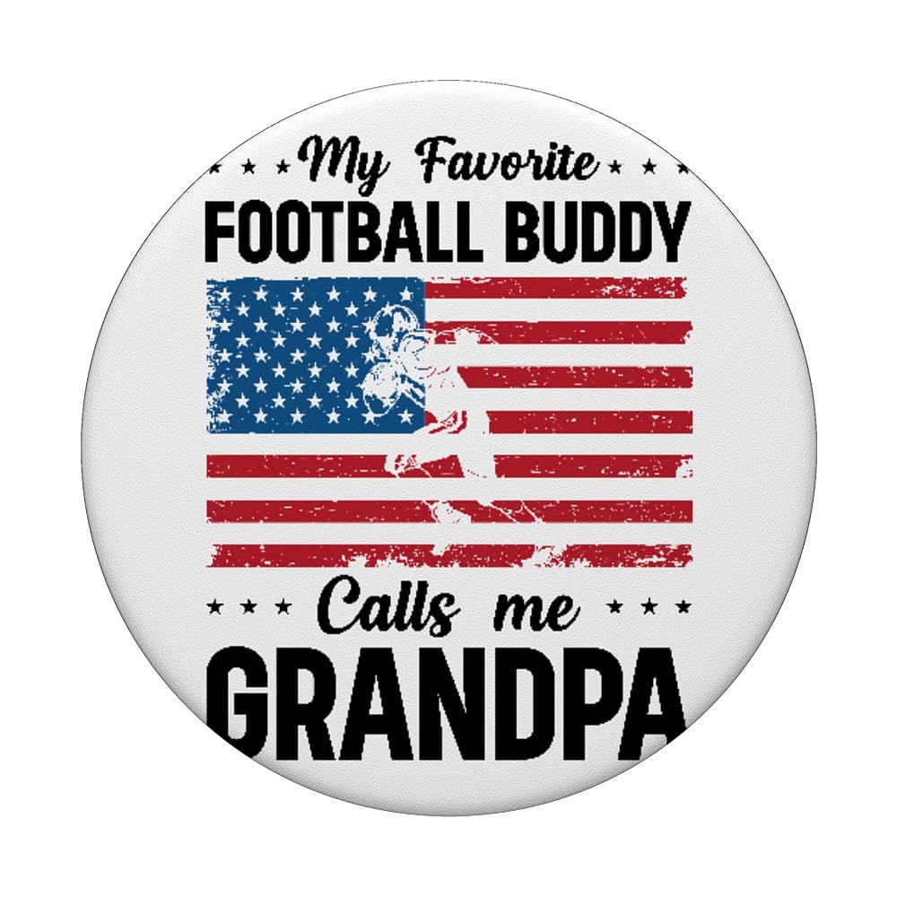 Football - My Favorite Football Buddy Calls me Grandpa PopSockets Swappable PopGrip, Black - Image 3