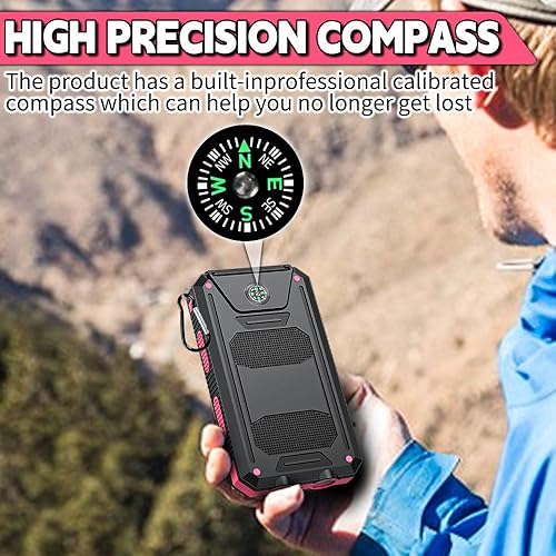 Miniatura 5 de Banco de energía solar de 10000 mAh con puertos USB tipo C y dobles para iPhone, Samsung y más, a prueba de golpes, a prueba de polvo, con brújula