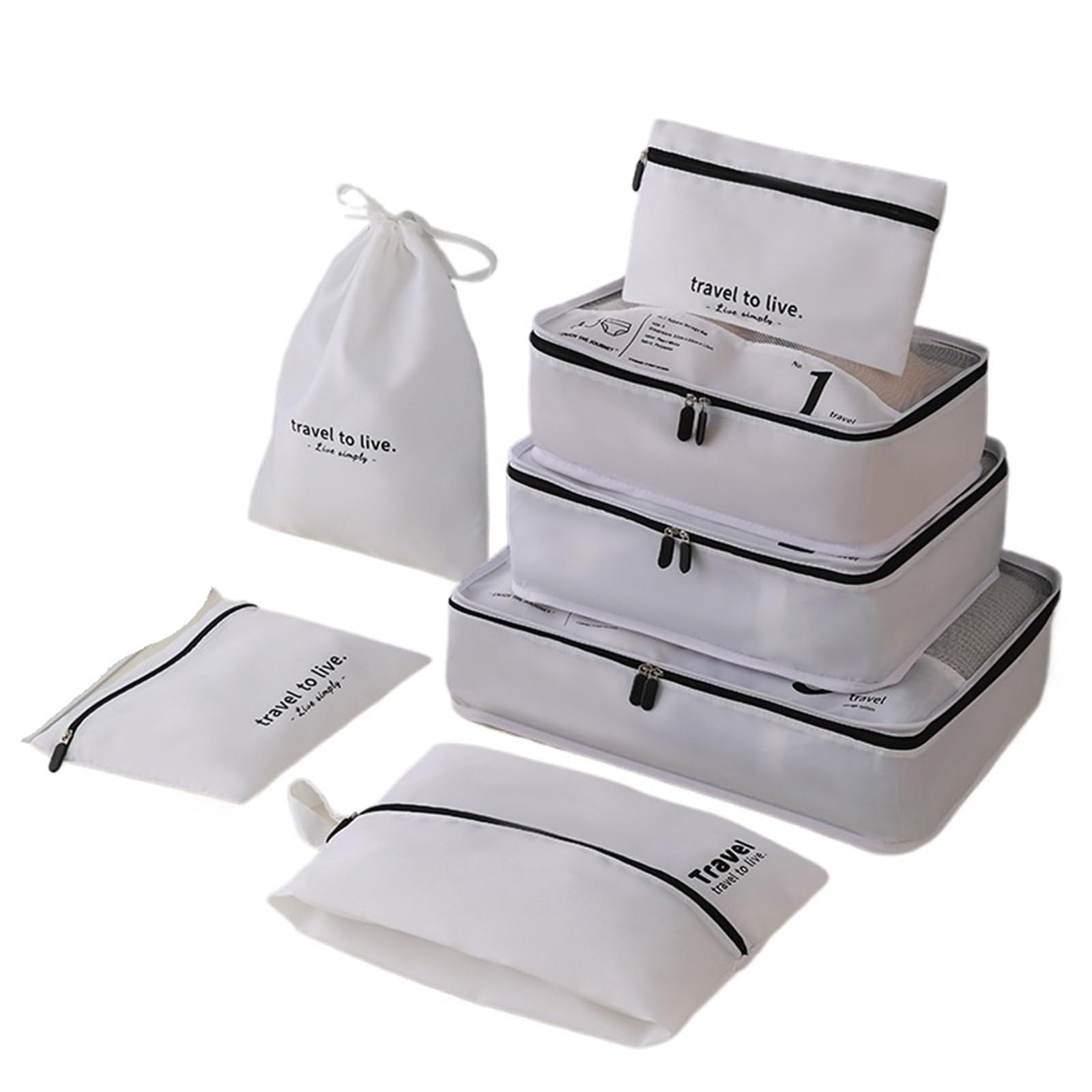 YILWPV 7piece Travel Storage Bag Thickened Suitcase Clothing Classification for Travel(White)