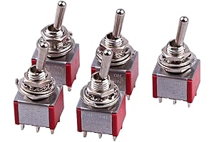 5PCS Panel Mount Toggle Switch DPDT 2-Way Mini Switch On-On
