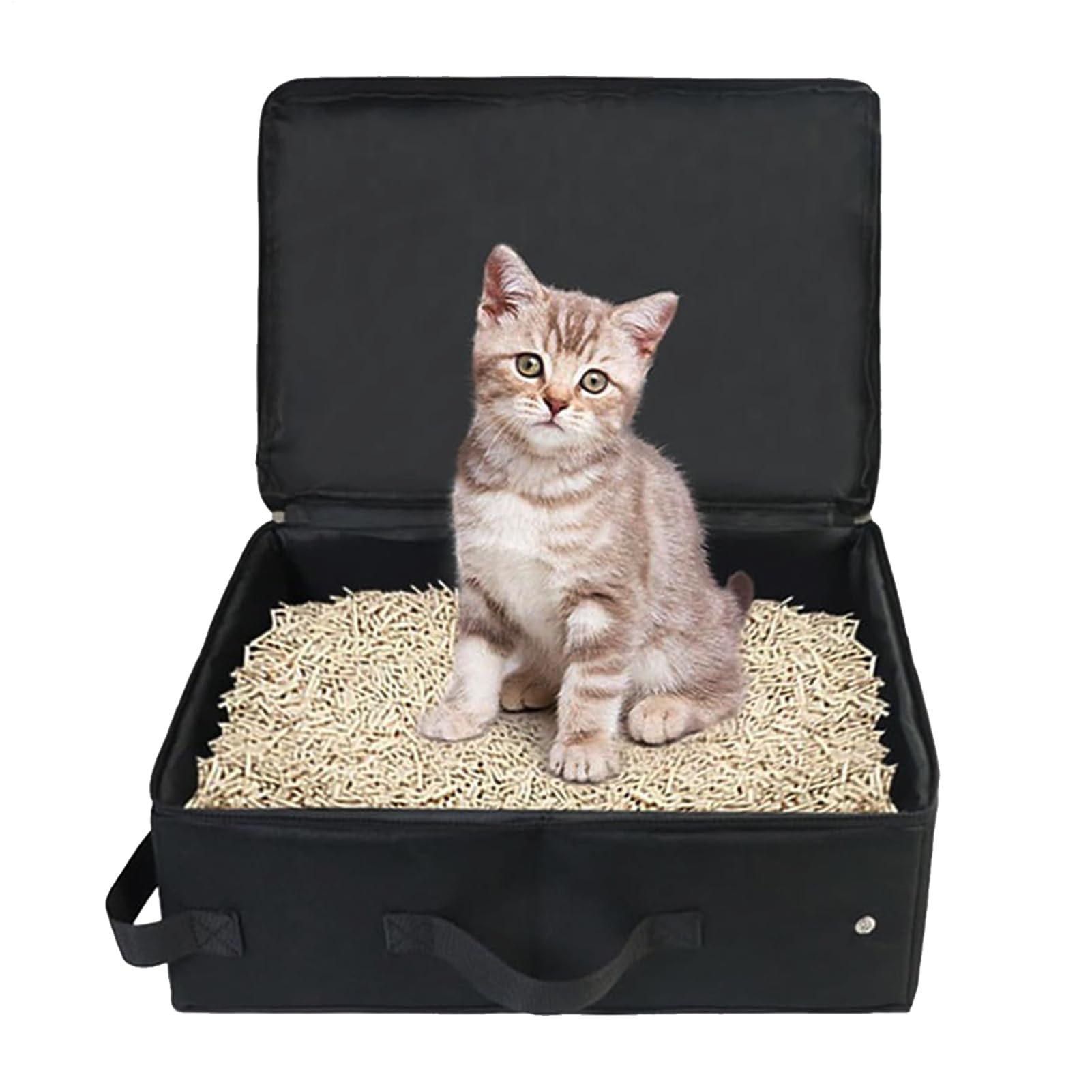 Caja de para Gatos de Viaje, Arenero Portátil para Gatos, Estuche Impermeable Antifugas con Tapa Y Asa, Transportín para Accesorios De Gatitos En Hogar Exteriores Y Viajes En Avión