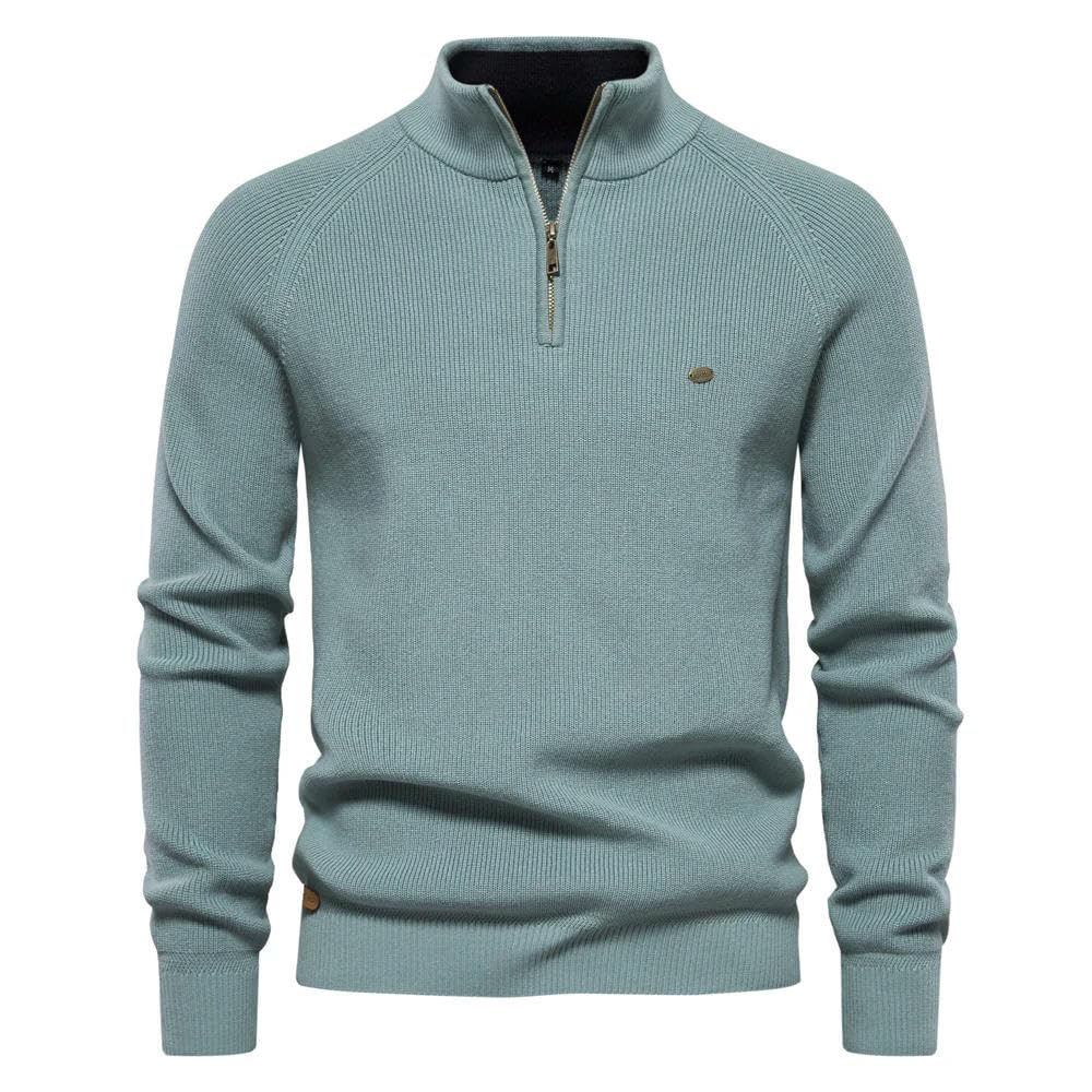 ZBDZSW Autunno Cotone Cerniera Cardigan per Uomo Moda Casual Sociale Uomini Maglioni Collo Alto Inverno Caldo Maglione Lavorato A Maglia Uomo