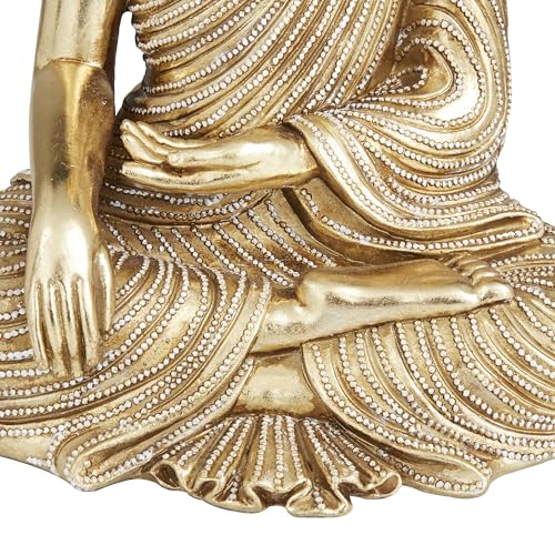 Escultura decorativa Buda de Polystone dorada 6 x 4 x 8 pulg miniatura 2
