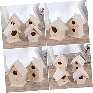 Happyyami 4pcs Pet Toys Arts and Crafts for Small Bird Toys DIY Bird Box DIY Bird House Hanging Hummingbird House Garden Ornament Home Adornment Delicate Nest Natural Bird Nest Animal