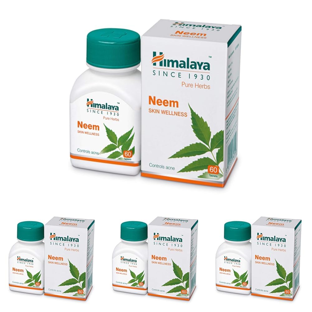 Himalaya Wellness Neem, 60 Tablet | Pure Herbs for Skin Wellness (Pack of 4)