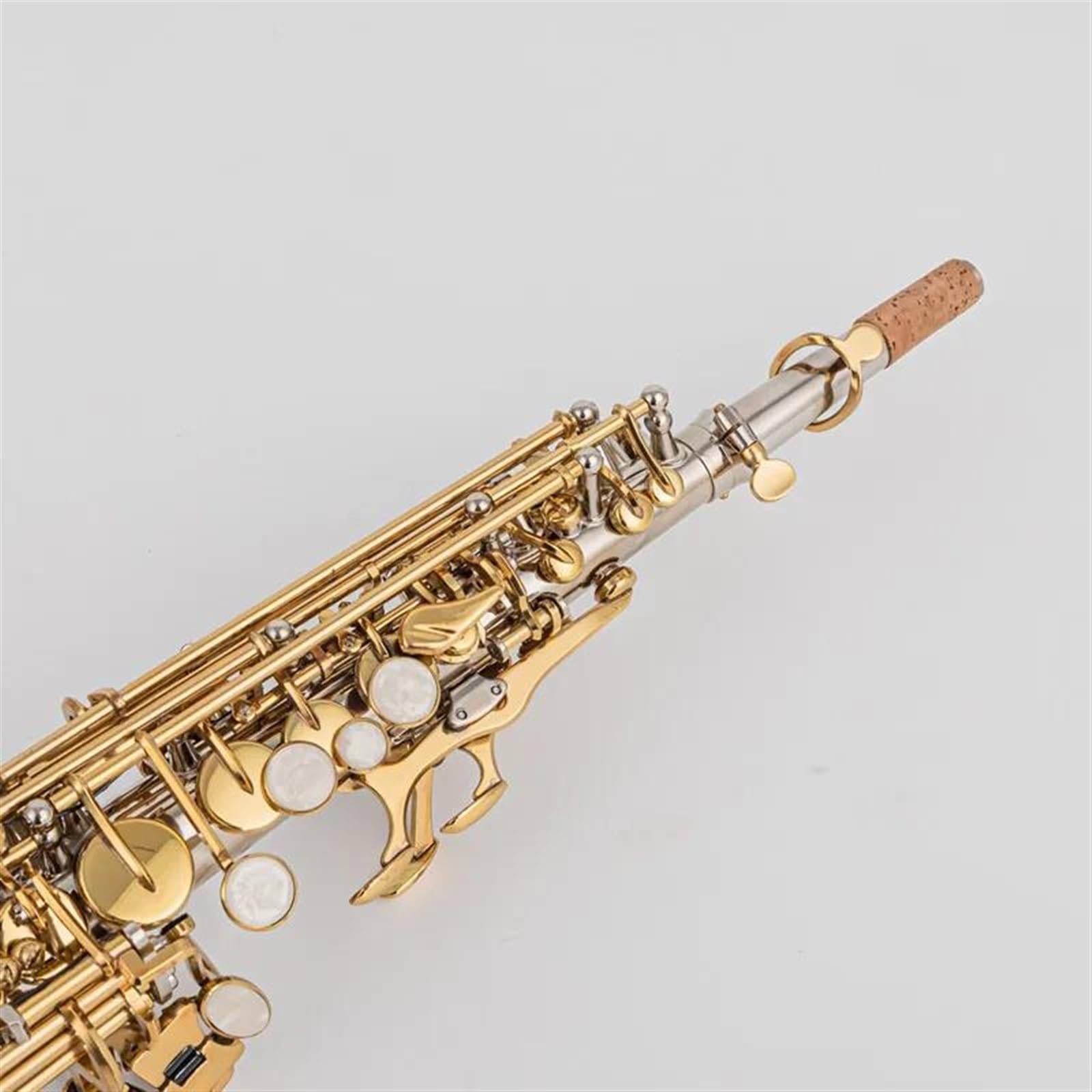 Saxofón Saxofón Soprano Llave Dorada Plateada Con Estuche Saxofón Soprano Boquilla Cañas Cuello (Color : Leather bag)