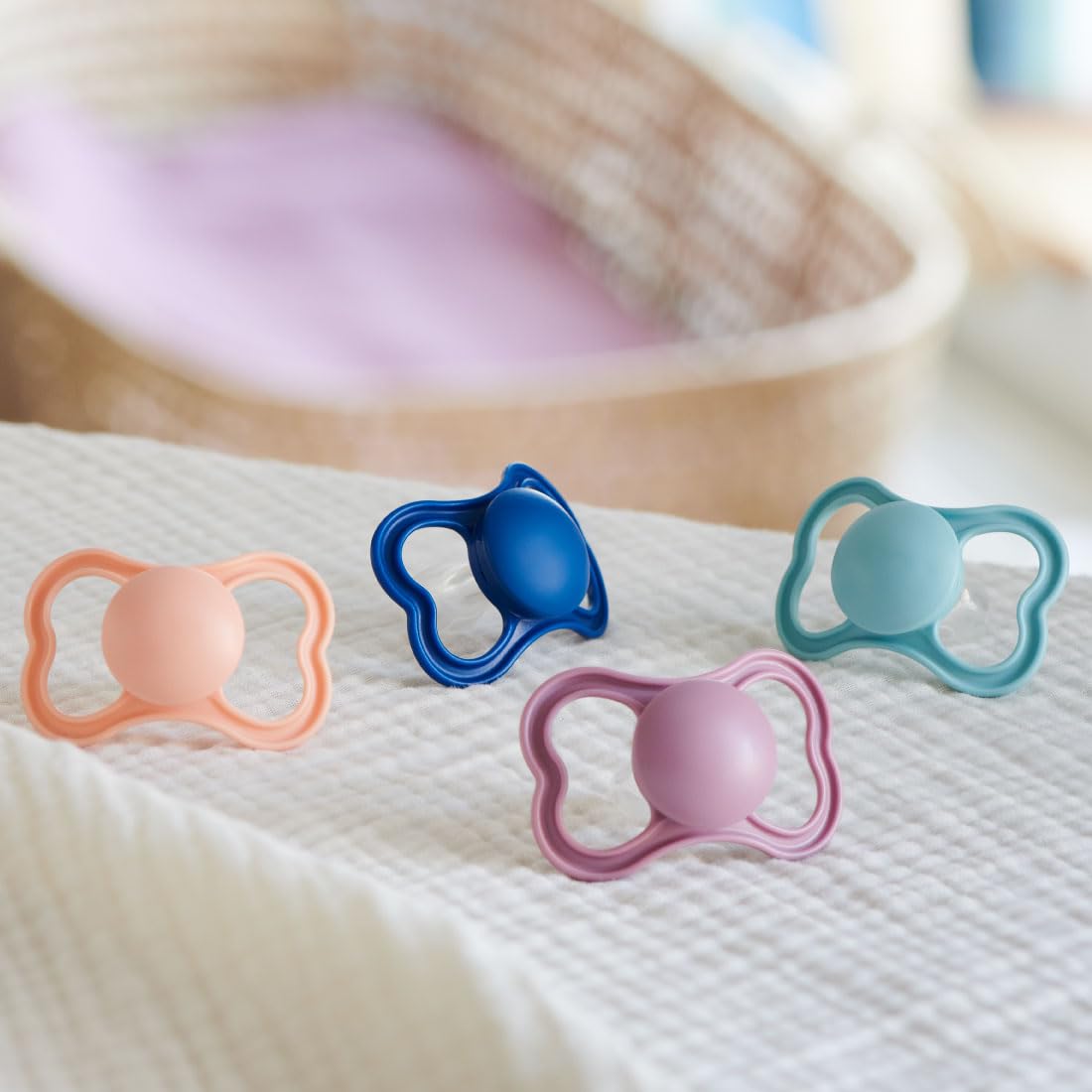 MAM Air Ciuccio in Set da 2, in Silicone Skinsoft con Custodia Porta Succhietto, 16+ Mesi, Azzurro