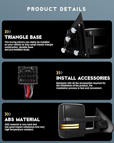 Vista 113 de OCPTY Espejos de remolque para Gmc C2500 1988-2000 para GM 1988-2000 para Chevy para Gmc 1988-2001 para Gmc C/K 1500/2500 Suburban/Yukon 1992-1999