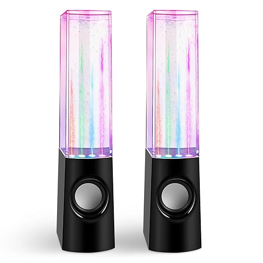 Aolyty Colorful LED Water Speaker with Dancing Fountain Light Show Sound for PC, MP3 Player, Laptops, Smartphone Black