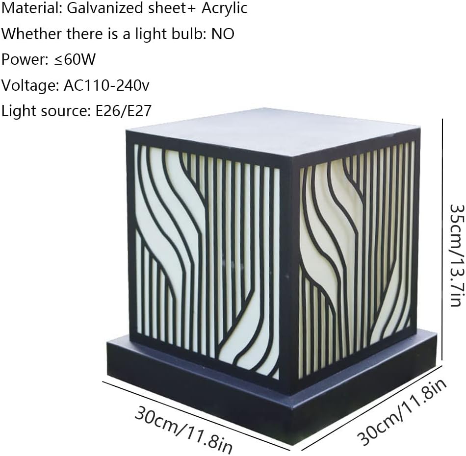 Outdoor Modern Post Light Fashion Garden Lamp Post Lantern Light Fixture Fence Deck Column Cap Lamp Landscape Lighting Black Post Light Fixture for Patio, Garden, Walkway