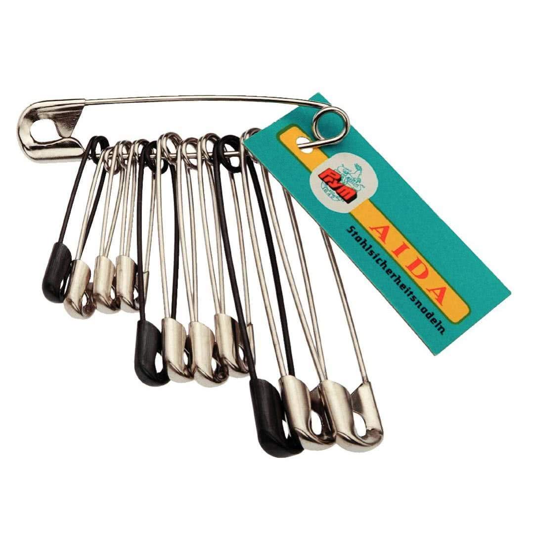 Safety Pins with coil No. 0-3 silver col/black 27/38/50 mm