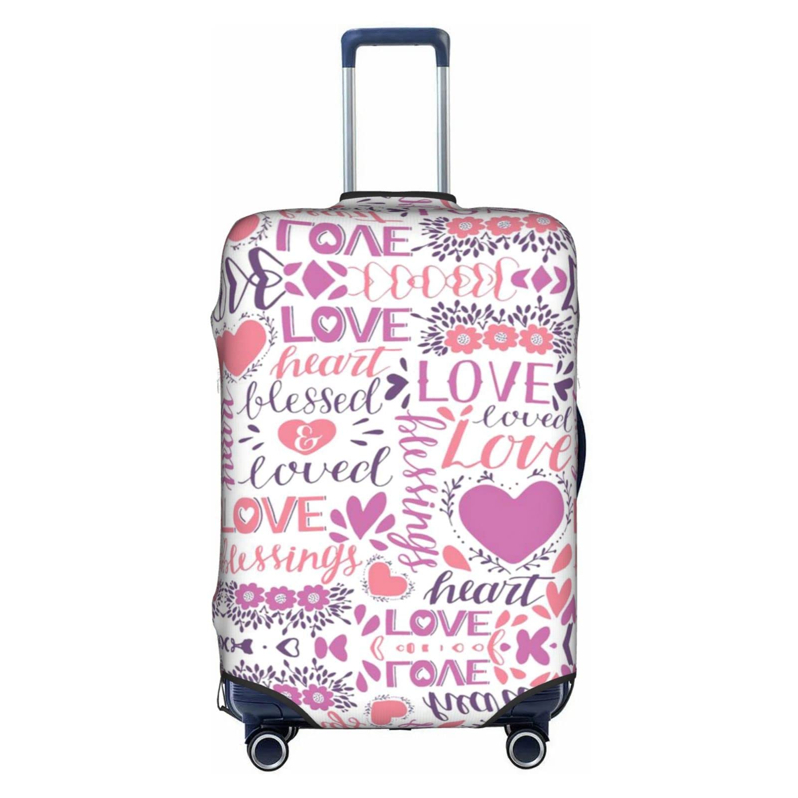 Housse protection valise Lovely Hearts anti-rayures lavable, voyagez l'esprit léger