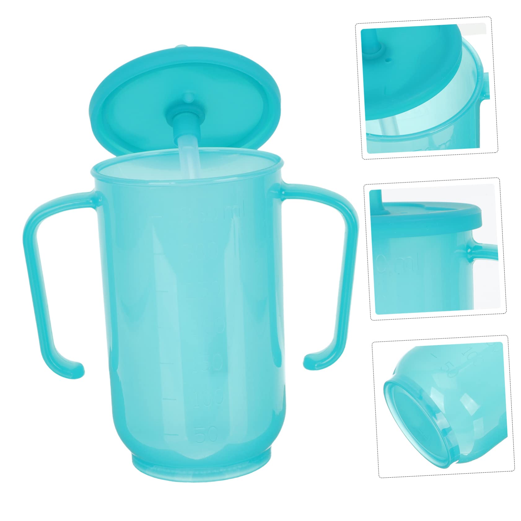 FRCOLOR 3pezzi Tazza Antigoccia Per Anziani Con Cannuccia Bicchiere Per Pazienti Disabili Facile Da Usare Con Coperchio Rotante Design Ergonomico Per Ristoro Sicuro e Comodo