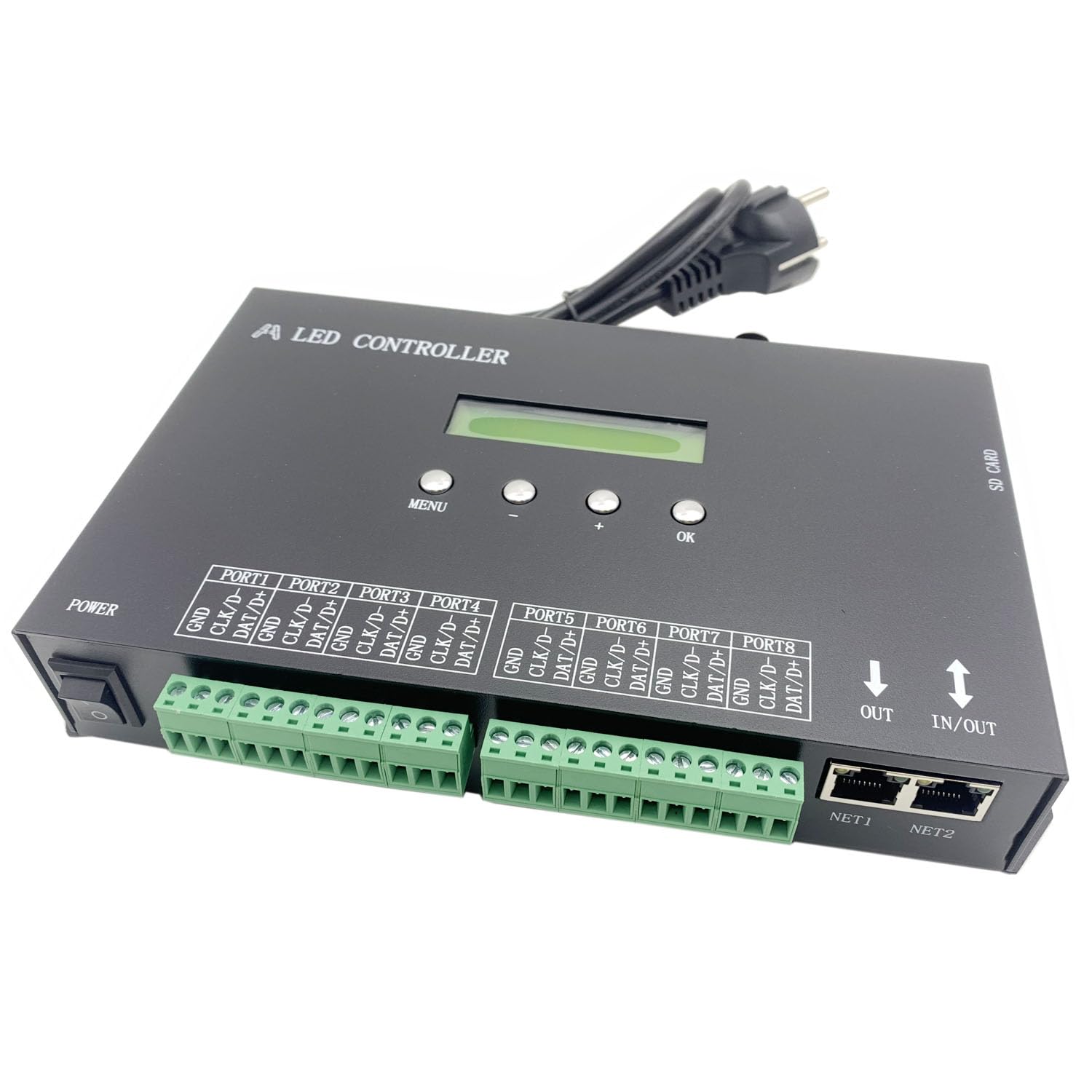H807SA 8CH artnet/dmx a spi LED pixel controller con scheda SD per ws2811 ws2812b ws2815 ws2813 apa102 strisce LED