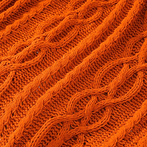Battilo Burnt Orange Throw Blanket for Couch, 51" x 67", Soft Warm Cozy Chenille Knit Blanket Boho Halloween Blanket Fall Decor, Fall Throw Blanket for Bed, Sofa, Living Room - Image 7
