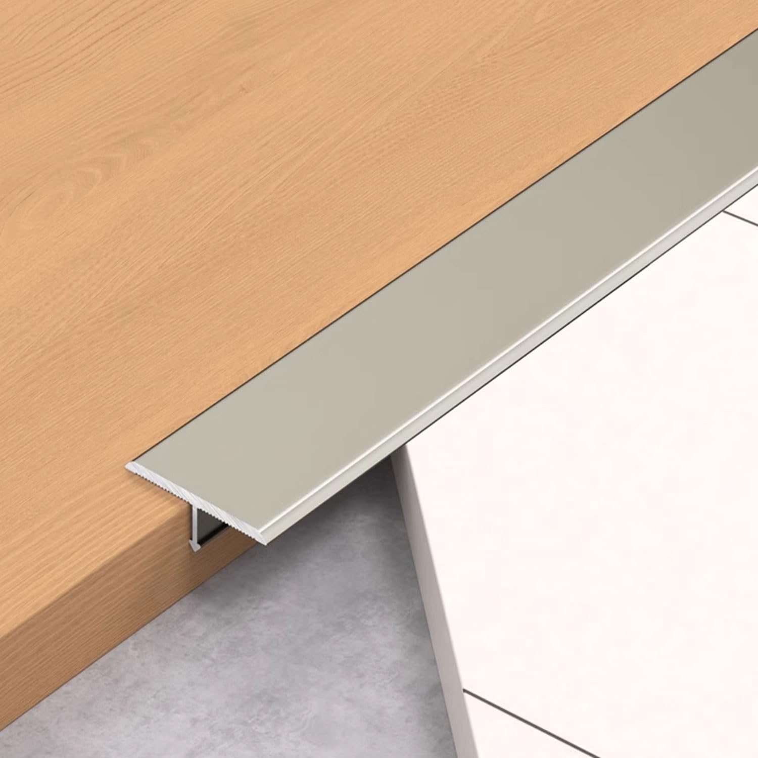 Listwa przejściowa ze stopu aluminium, 2,7 m, do podłóg drewnianych i płytek, płaska osłona szwów do laminatu, szerokość 5 cm