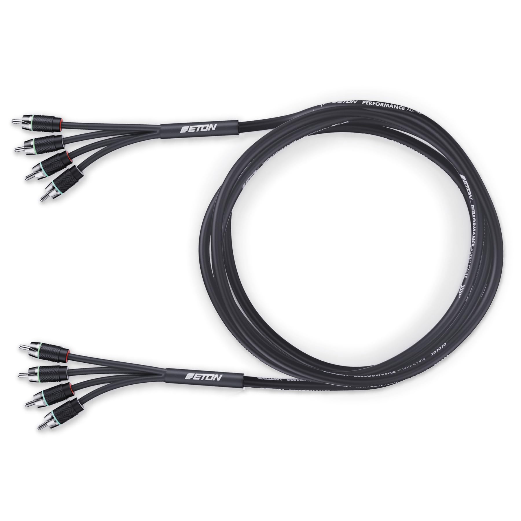 ETON RCA 4P-55 - Cavo RCA di alta qualità (4 canali) con lunghezza di 5,5 metri, 4 maschi a 4 connettori, cavo audio RCA RCA a RCA, ideale per amplificatore/radio, Head Unit