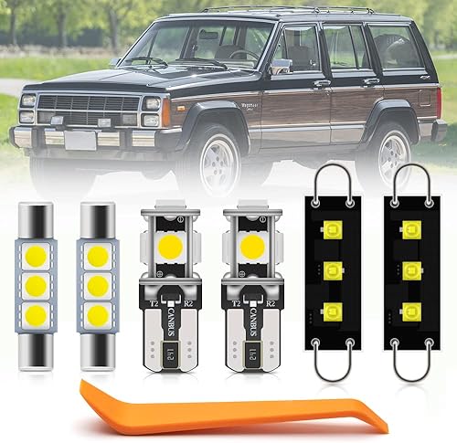 Juego de 15 bombillas LED para interior Cherokee XJ para Jeep Cherokee XJ 1990 1991 1992 1993 1994 1995 1996 cúpula de mapa luces de carga