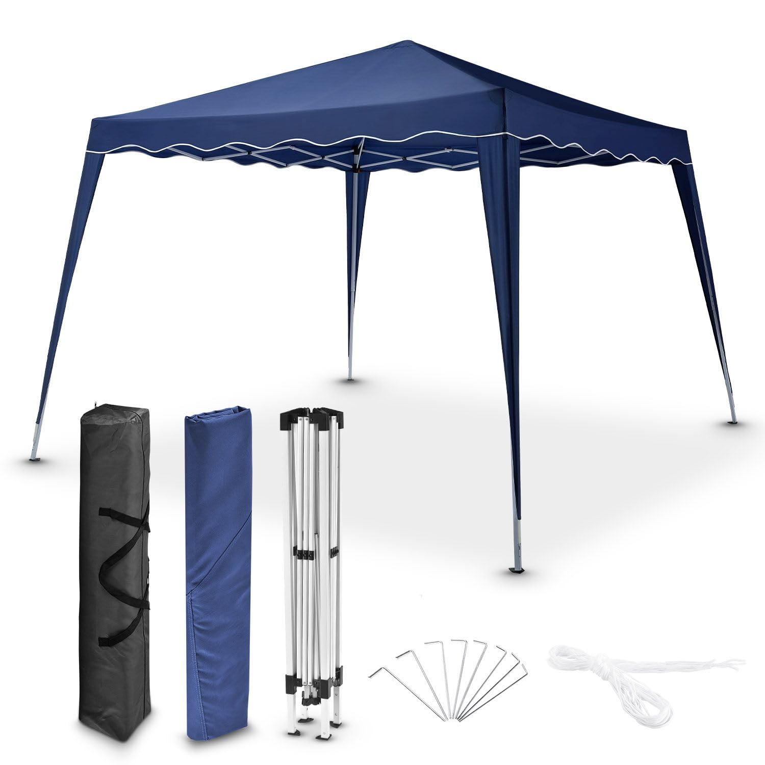 Juskys Vivara Tonnelle Pop Up, Tonnelle Pop Up Réglable en Hauteur, UV50+ et Hydrofuge, Tente de Jardin avec Sac, Tente de Fête pour Jardin (Bleu)(3x3m)