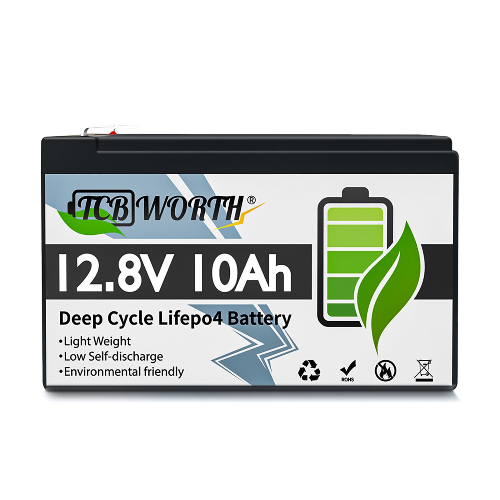 TCBWORTH 12.8V 10AH Lifepo4 Battery Lithium Batteries with 10A BMS Deep Cycle Battery Rechargeble Lithium Iron Phosphate Batteries 12V Battery for RV Camping Lighting Alarm System
