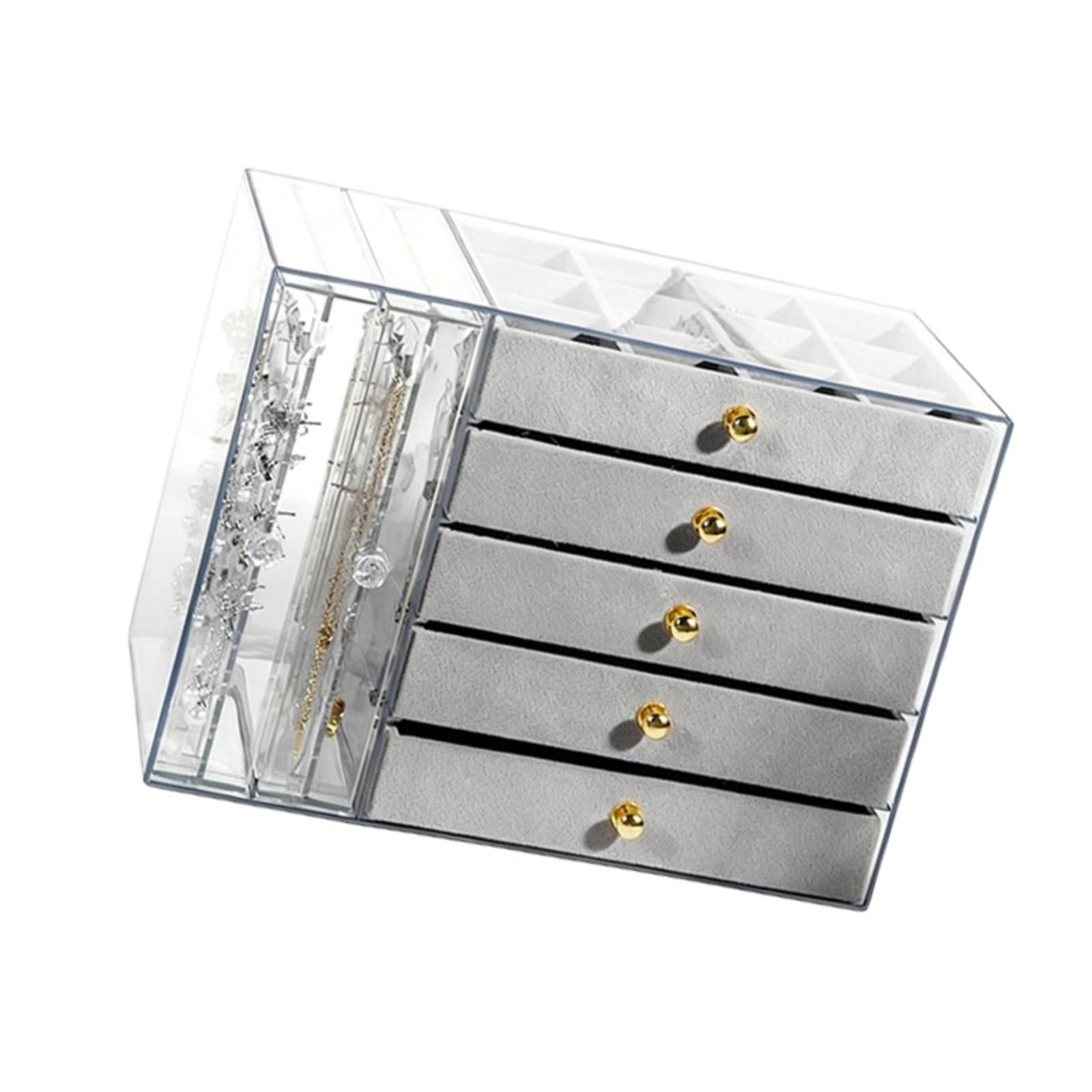Piceioep 5 Layer Large Capacity Acrylic Jewelry Organiser Box for Accessories Storage Earring Storage