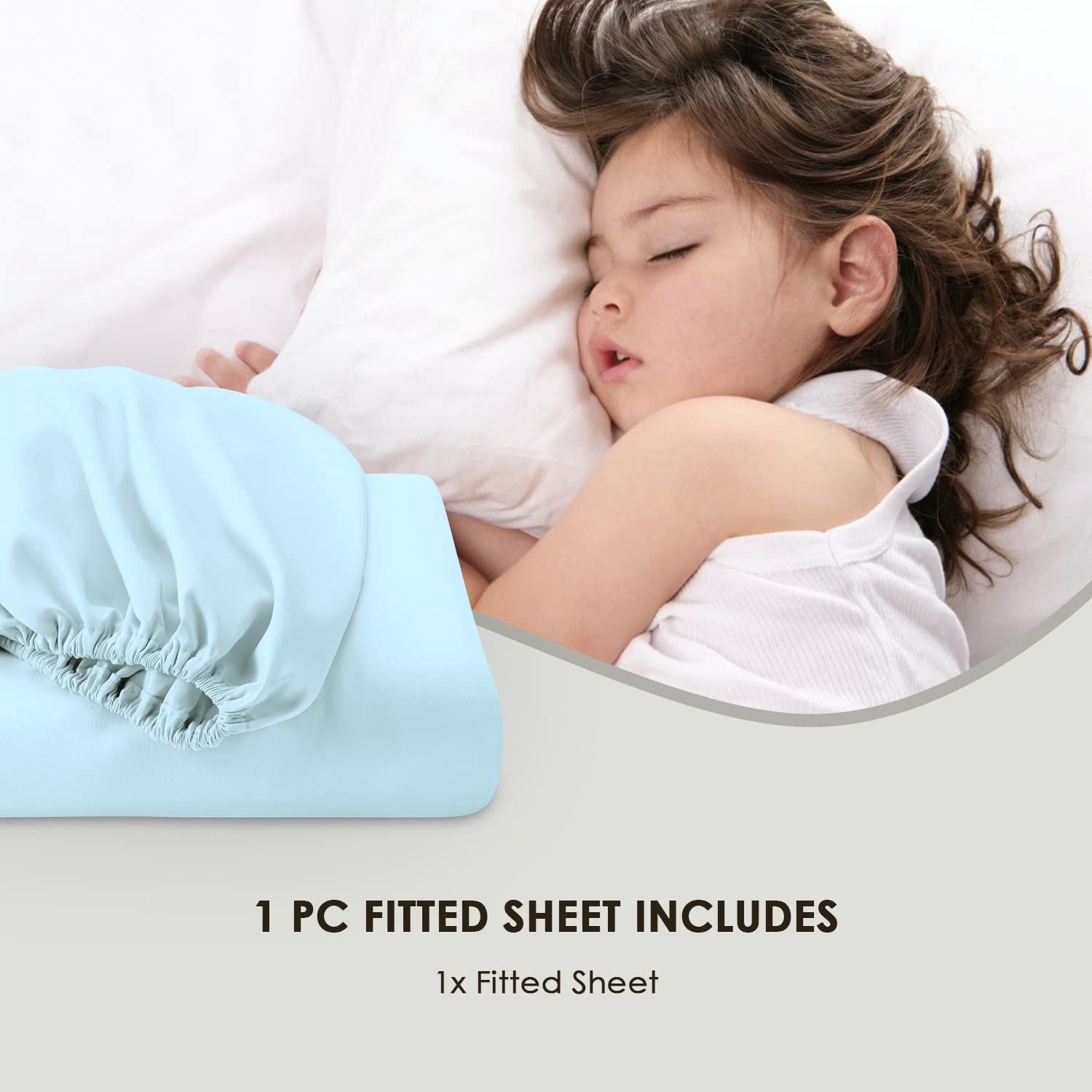 Pizuna Pure Combed Cotton Small Double Fitted Sheet Baby Blue - Image 4